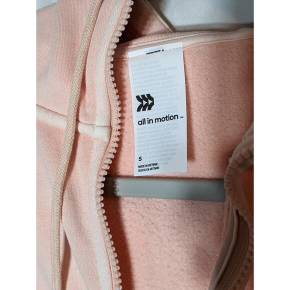 All in Motion Fleece Jacket Small Peach Hoodie Full Zip Long Sleeve Sweatshirt - Picture 5 of 11